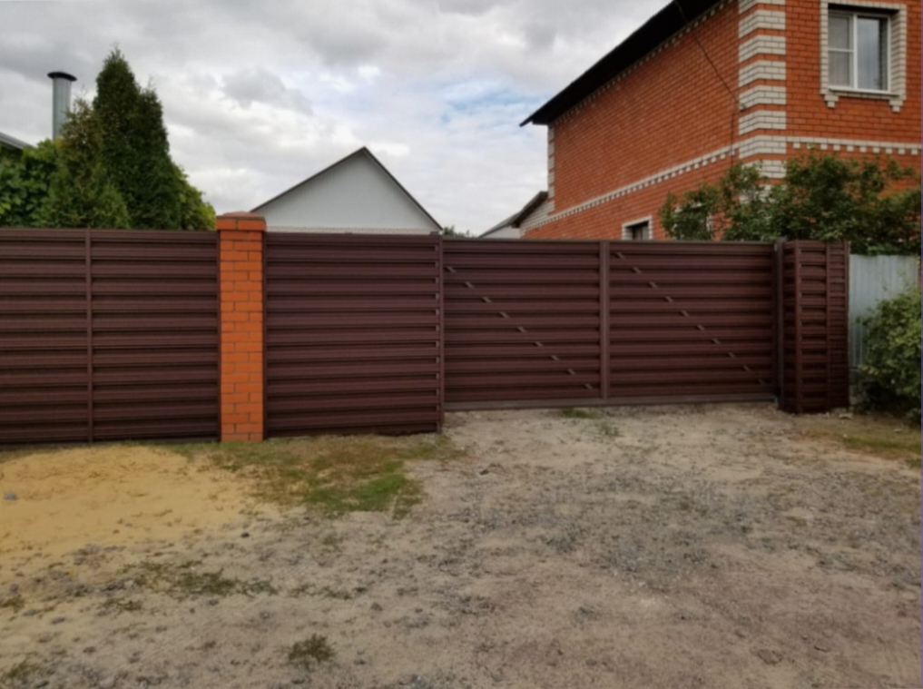 Откатные ворота из профлиста — выполненные объекты, фото 11